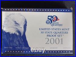 2001 U. S. Mint Silver Proof Set BOTH Boxes Included! Red + Blue