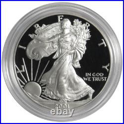 2001-W Proof $1 American Silver Eagle Box, OGP & COA