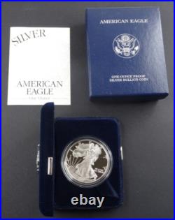 2001-W Proof American Silver Eagle Dollar $1 Box & COA US Mint Bullion OGP