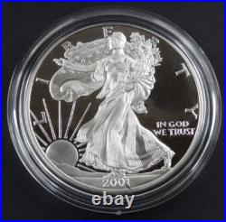 2001-W Proof American Silver Eagle Dollar $1 Box & COA US Mint Bullion OGP