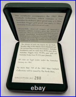 2002 $1 Australia 1 Oz Silver Proof Kookaburra Coin. Uncirculated Coin Box COA