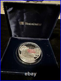 2002 5oz Silver Proof Coloured Britannia Coin & Box Duke Of Wellington
