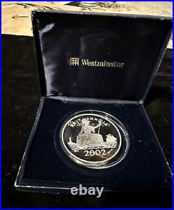 2002 5oz Silver Proof Coloured Britannia Coin & Box Duke Of Wellington