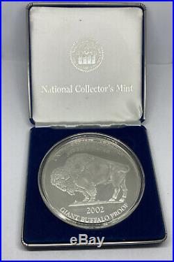 2002 Giant Silver Buffalo Proof 4 Oz 999 Fine Silver COA & Box