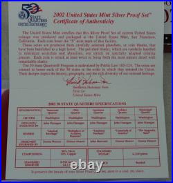 2002-S US Mint Silver Proof Set OGP COA & Box 10 Coins United States