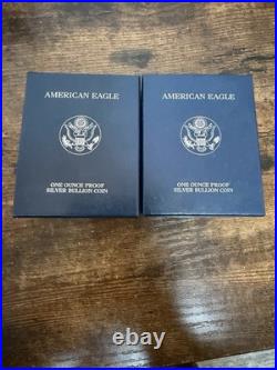 2002 Silver Eagle Proofs 2 Coins 1 Price In Original Boxes