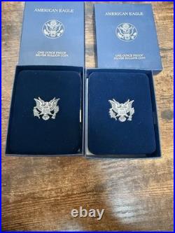 2002 Silver Eagle Proofs 2 Coins 1 Price In Original Boxes