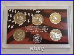 2002 UNITED STATES MINT SILVER PROOF SET 10 Coins withBox COA 50 STATE QUARTERS