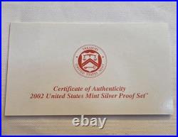 2002 UNITED STATES MINT SILVER PROOF SET 10 Coins withBox COA 50 STATE QUARTERS