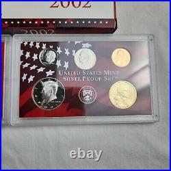 2002 U S Mint Silver Proof Coin Set In Orginal Box Coa Lot 2