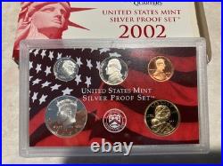 2002 United States Mint Silver Proof Set complete in Mint Box with COA 2002 United States Mint Silver Proof Set complete in Mint Box with COA