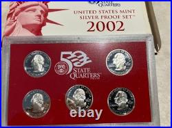 2002 United States Mint Silver Proof Set complete in Mint Box with COA