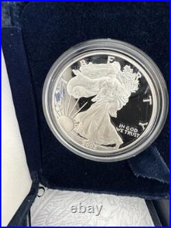 2002 W Proof American Silver Eagle 1oz. 999 Silver Dollar with Box and COA