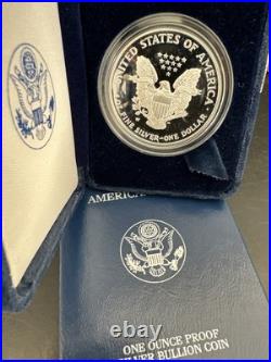 2002 W Proof American Silver Eagle 1oz. 999 Silver Dollar with Box and COA