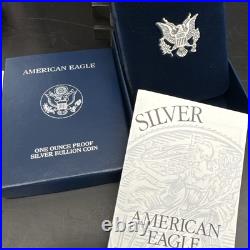 2002 W Proof American Silver Eagle 1oz. 999 Silver Dollar with Box and COA