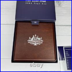 2003 Royal Australian Mint Fine Silver Proof Set Jarrah Presentation Box
