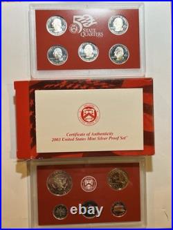 2003-S United States Mint Silver Proof Set 10 Coin Original Box & COA