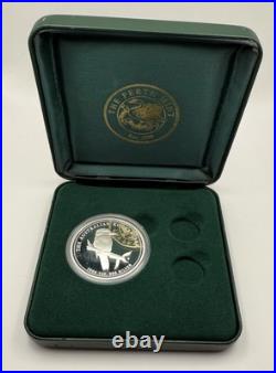 2004 $1 Australia 1 Oz Silver Proof Kookaburra Coin. ORIGINAL BOX COIN & COA