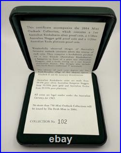 2004 $1 Australia 1 Oz Silver Proof Kookaburra Coin. ORIGINAL BOX COIN & COA