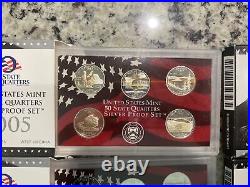 2004 2005 Silver Proof State Quarter Set 90% Silver Lot of 6 Box & COA