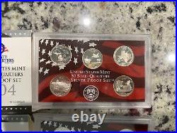 2004 2005 Silver Proof State Quarter Set 90% Silver Lot of 6 Box & COA