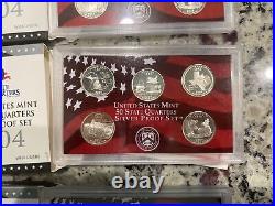 2004 2005 Silver Proof State Quarter Set 90% Silver Lot of 6 Box & COA