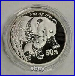 2004 China 5 oz Proof Silver Panda 50 Yuan with Original Box