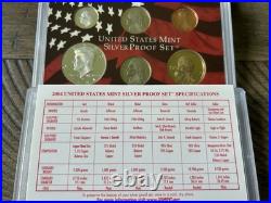 2004-S US Mint Silver Proof Set 11 Coins OGP Red Box COA 90% State Quarters
