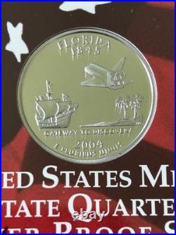 2004-S US Mint Silver Proof Set 11 Coins OGP Red Box COA 90% State Quarters