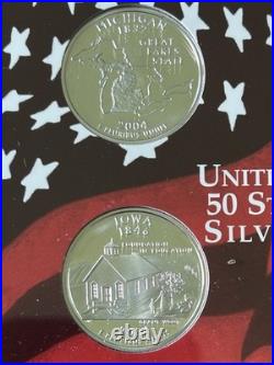 2004-S US Mint Silver Proof Set 11 Coins OGP Red Box COA 90% State Quarters