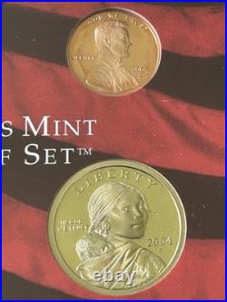 2004-S US Mint Silver Proof Set 11 Coins OGP Red Box COA 90% State Quarters