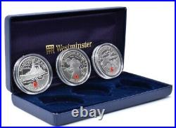 2004 Silver Proof 60th Anniversary D Day Poppy 3 Coin £5 Boxed Set