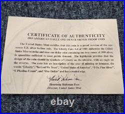 2005 American Eagle One Ounce Silver Proof Coin with Box & COA