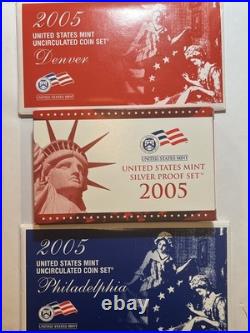 2005-S 90% Silver Proof Set US Mint -11 Coin Set with Box and 2005 Mint set