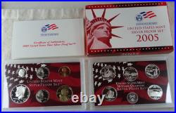 2005-S US Mint Silver Proof Set OGP COA & Box 11 Coins United States
