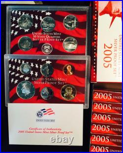 2005 U. S. Mint 90% Silver Proof 11 Coin Set Mint Condition withBox + COA