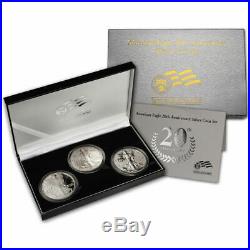 2006 American Eagle 20th Anniversary Silver 3 Coin Set Box COA Reverse Proof