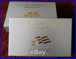 2006 American Eagle 20th Anniversary Silver 3 Coin Set Box, COA, Reverse Proof