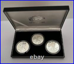 2006 American Silver Eagle 20th Anniversary 3 Silver Coin Set with BOX and COA
