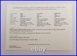 2006 American Silver Eagle 20th Anniversary 3 Silver Coin Set with BOX and COA