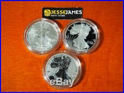 2006 P Reverse Proof Silver Eagle 3 Coin 20th Anniversary Set W Box/coa