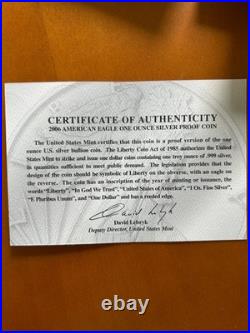 2006 Proof American Silver Eagle in Box, With Certificate Of Authenticity