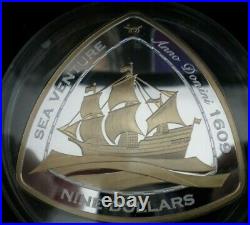2006 ROYAL MINT Bermuda Triangular $9 Nine Dollars Silver Proof 5oz Coin box/Coa