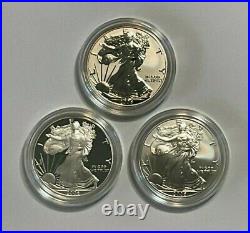 2006 Reverse Proof Silver Eagle 3 Coin 20th Anniversary BU Set with Box & COA