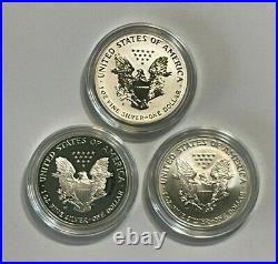 2006 Reverse Proof Silver Eagle 3 Coin 20th Anniversary BU Set with Box & COA