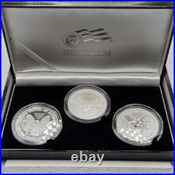 2006 SILVER AMERICAN EAGLE 20th ANNIVERSARY 3 COIN SET WITH BOX & COA US MINT