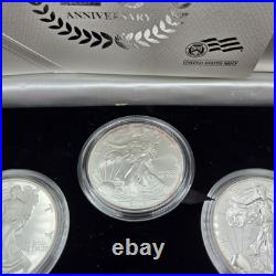 2006 SILVER AMERICAN EAGLE 20th ANNIVERSARY 3 COIN SET WITH BOX & COA US MINT