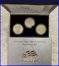 2006 Silver Eagle 20th Anniversary Three-Coin Silver Proof Set Box & COA