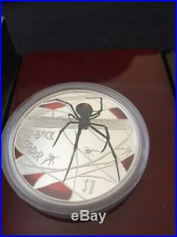 2006 TUVALU $1 Deadly & Dangerous RedBack Spider 1oz Silver Proof Coin Box