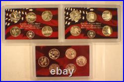 2007 & 2008 & 2009-S Mint Silver State Quarters Proof Sets in Box Free Shipping